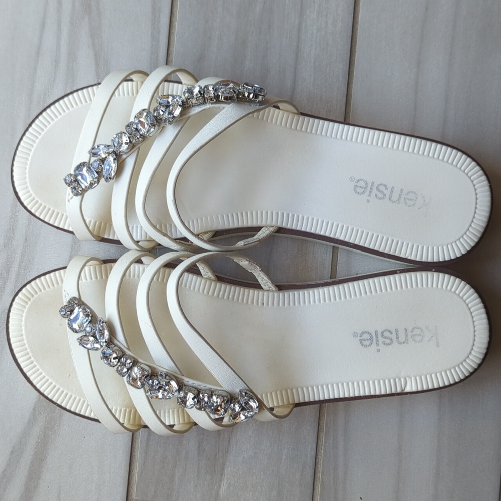 Kensie foam sandal with stone embellishments